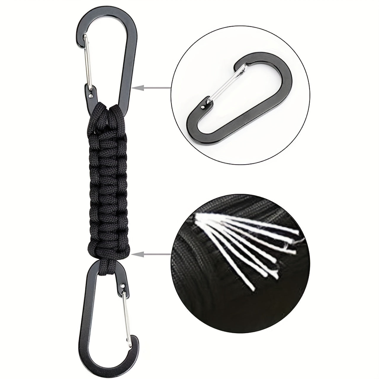 Outdoor Umbrella Rope Braided Double end Buckle Backpack Key Hanging Carabiner