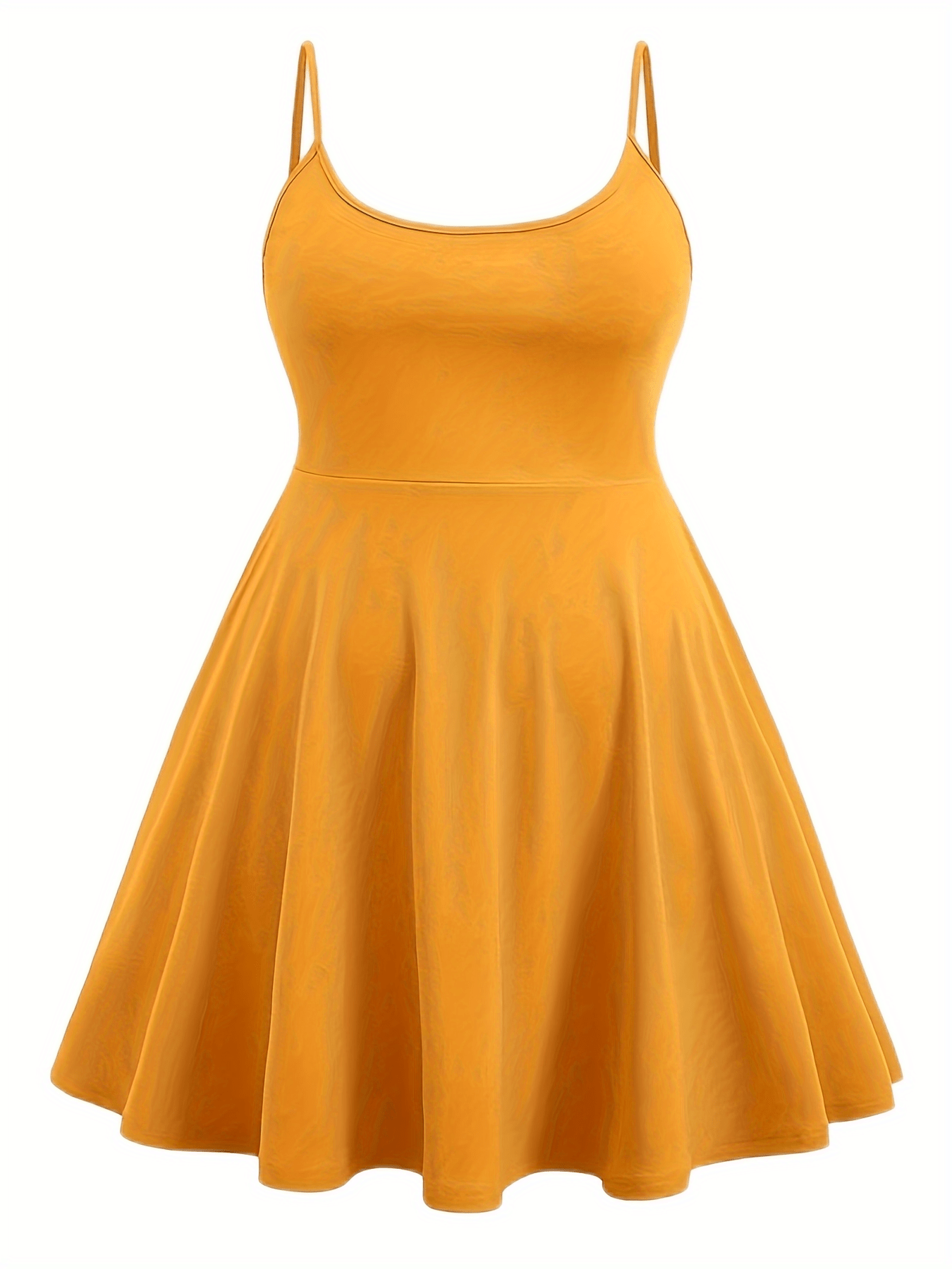  Solid Round Neck A-line Cami Dress