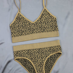 Leopard Print Bra & Panties Lingerie Set