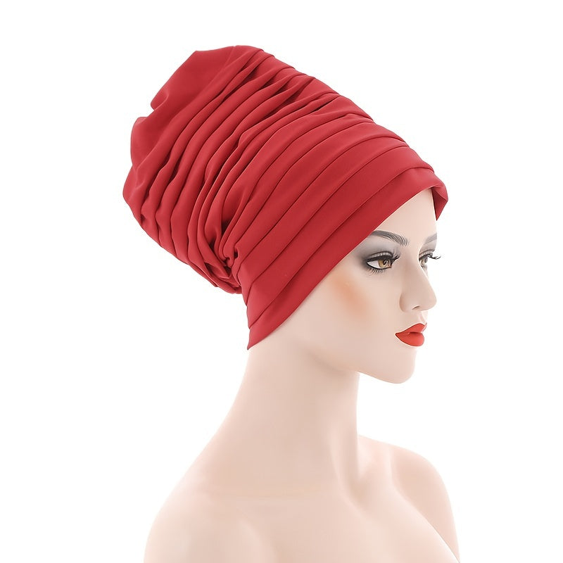 Women Beanie Hat Turban Hat Folding Warm Cap Wrap Scarf Cap