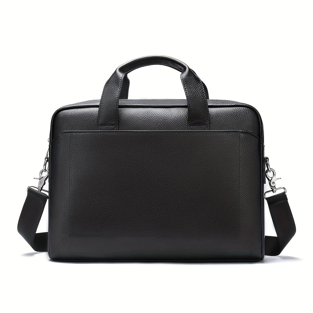 Large Leather Laptop Briefcase with Shoulder Harness