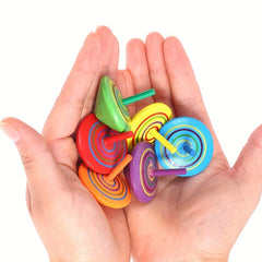 Rainbow Wooden Spinning Top for Stress Relief and Decoration