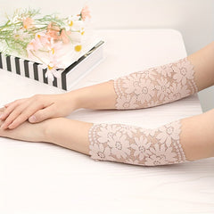 Lace Elbow Brace Sleeve Solid Sunscreen Cover Short Half Arm Sleeve
