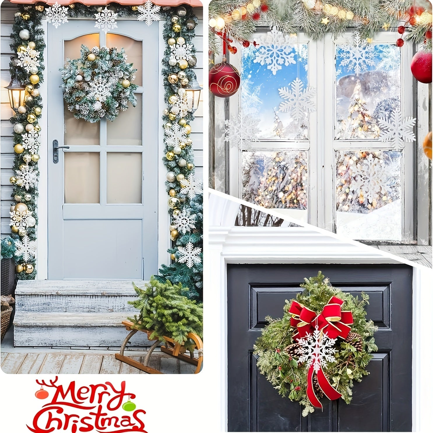 10pcs Christmas Snowflakes Tree Decor Hangings 3.9INCH