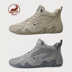 Men's High Top Leather Ankle Shoes Lightweight Non slip Waterproof Shoes
