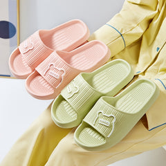 Women's Solid Slippers Open Toe Non slip Flat Indoor Bathroom Shoes