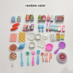 43pcs Dollhouse Accessory Set Small Food Tableware and Kitchen Decorations