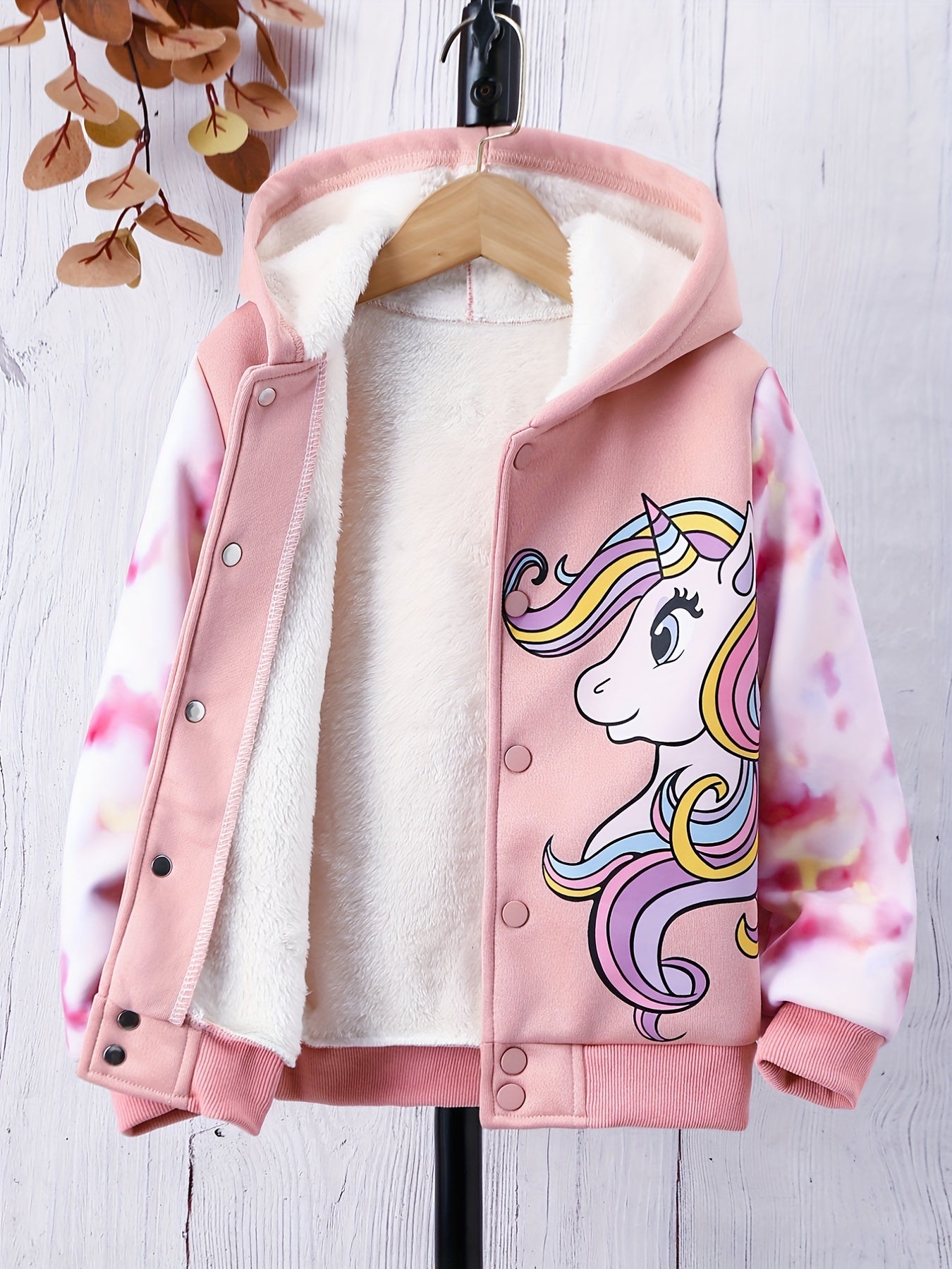 Girls' Unicorn Tie Dye Long Sleeve Fleece Jacket Coat
