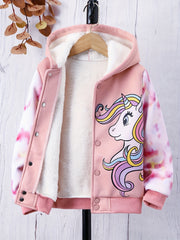 Girls' Unicorn Tie Dye Long Sleeve Fleece Jacket Coat