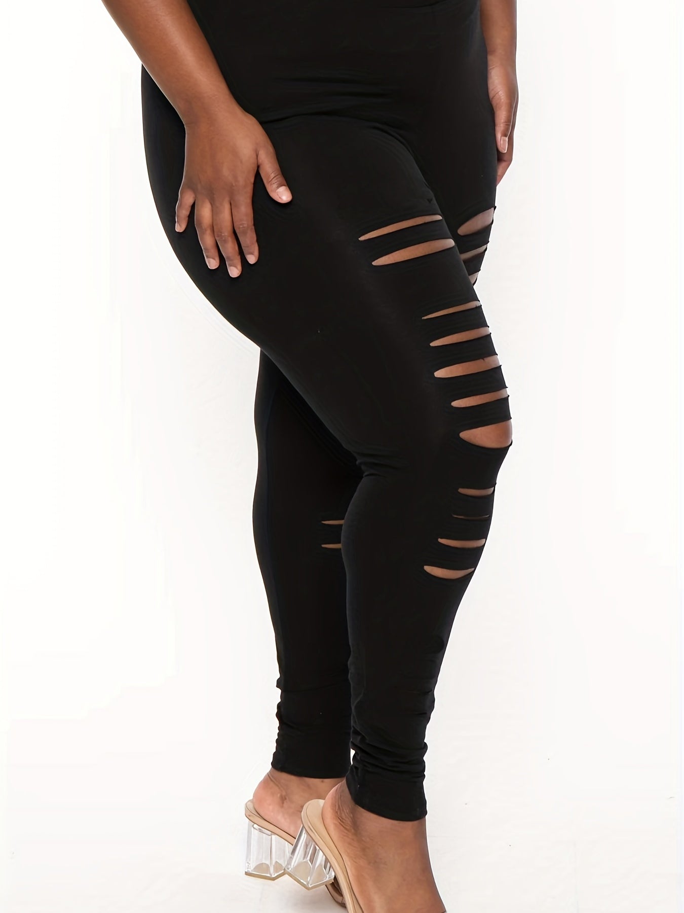 Ripped High Rise Stretchy Skinny Pants
