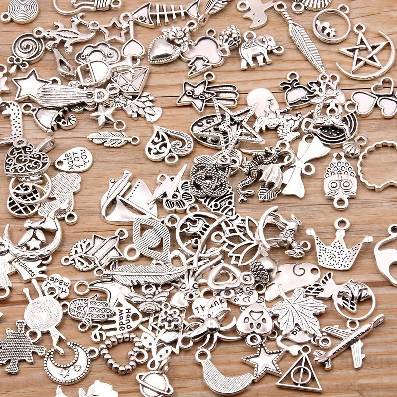 Assorted 10-50pcs Metal Alloy Silver Charms for DIY Jewelry Making