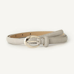 Women Belts PU Leather Silver Buckle Thin Belt Girls Dr...