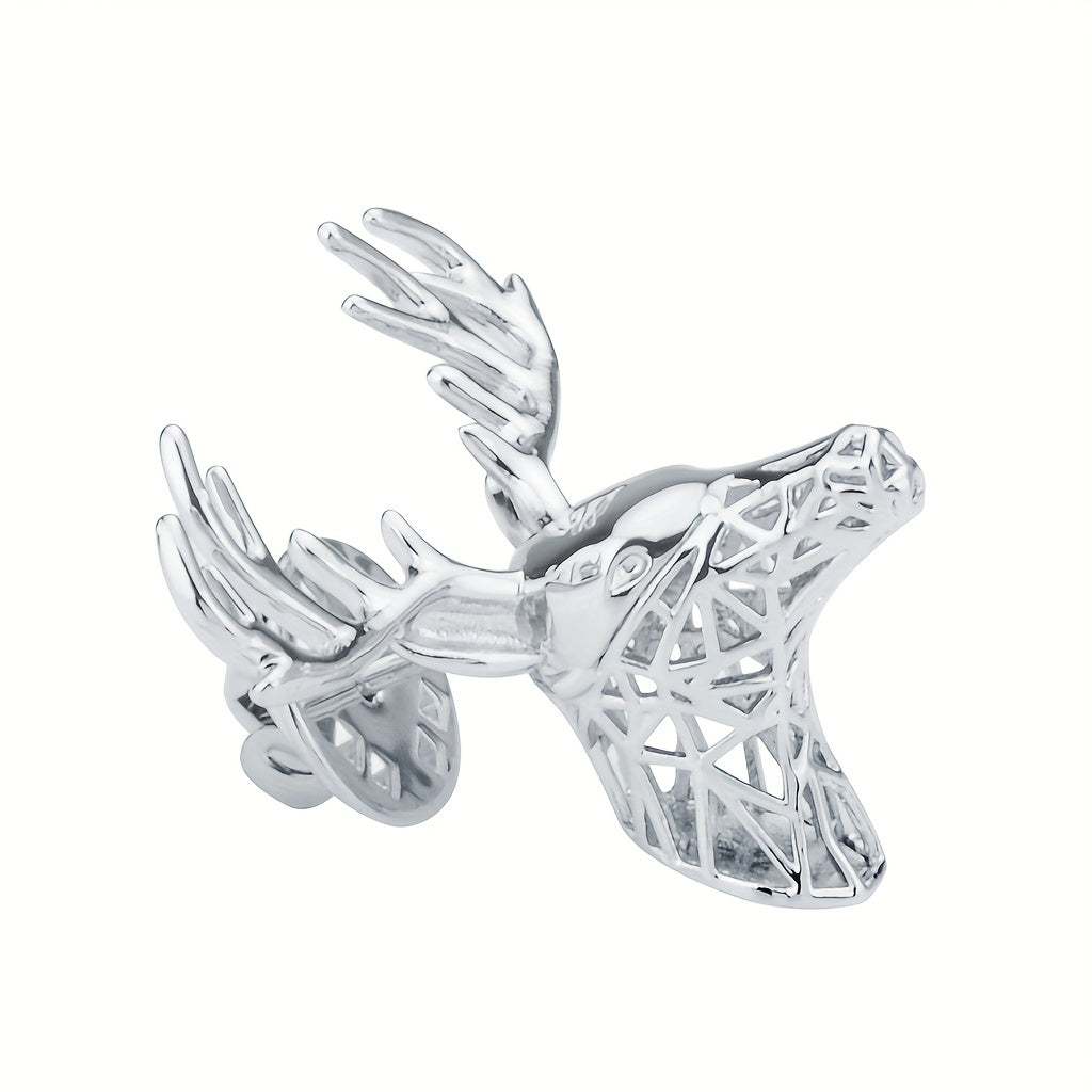 Men's Christmas Deer Head Brooch Pin Copper Metal Corsage