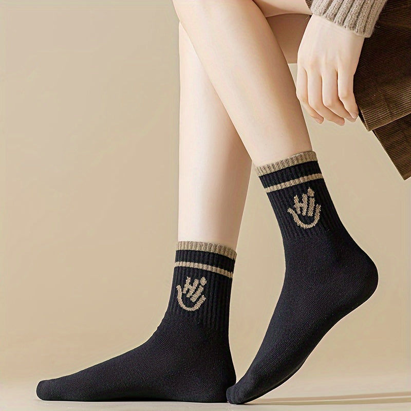 5 Pairs Letter Print Socks Soft Mid Tube Women's Stockings
