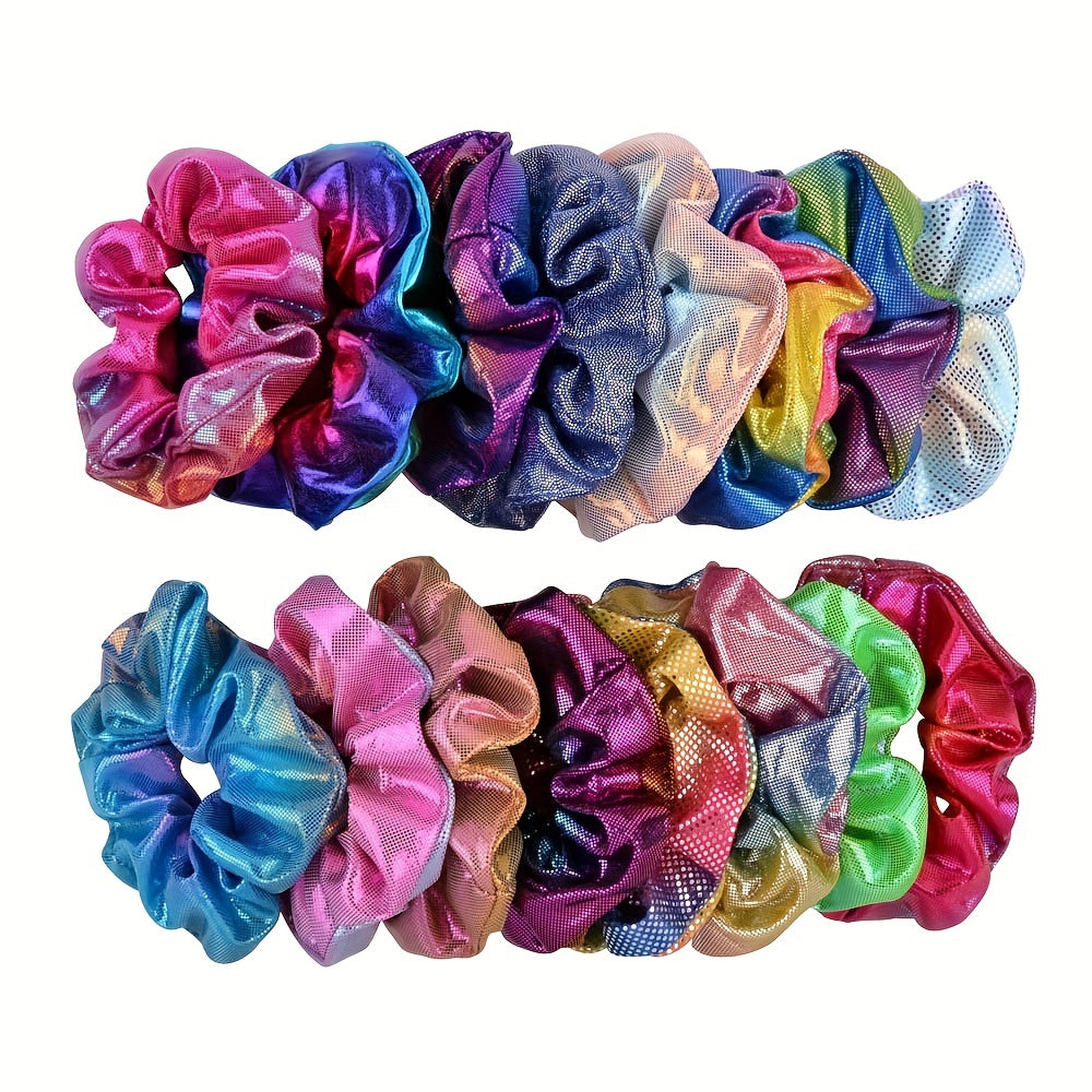 16pcs Large Glitter Scrunchie Y2K Hair Rope Holographic Female Hair Accessories
