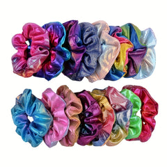 16pcs Large Glitter Scrunchie Y2K Hair Rope Holographic Female Hair Accessories