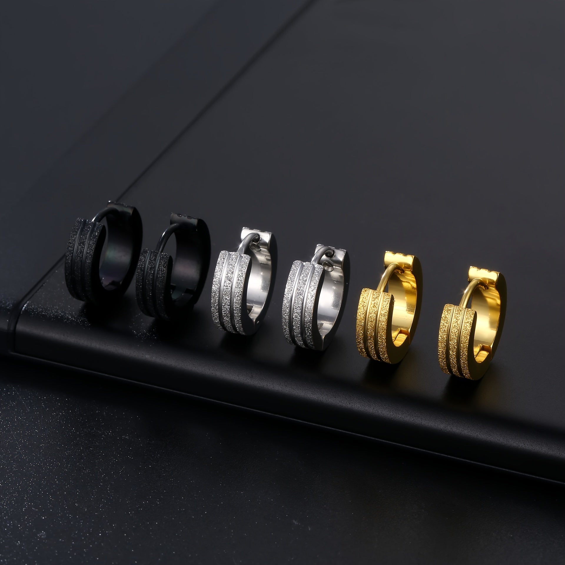 Men's Double Thread Pressing Frosting Earrings