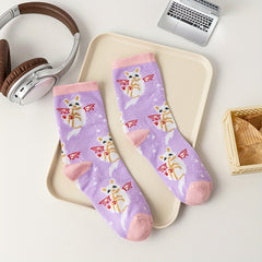 Cartoon Cat Print Socks Women's Stockings & Hosiery