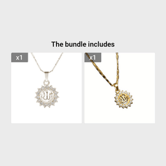 Vintage Zircon Sun Pendant Necklace for Men