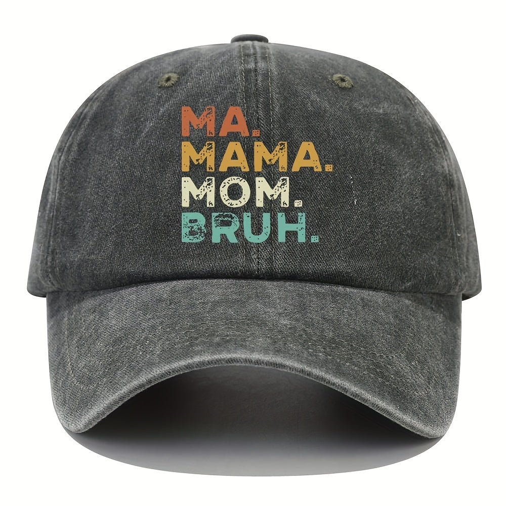 MAMA MOM Print Baseball Cap Vintage Washed Distressed Adjustable Dad Hat