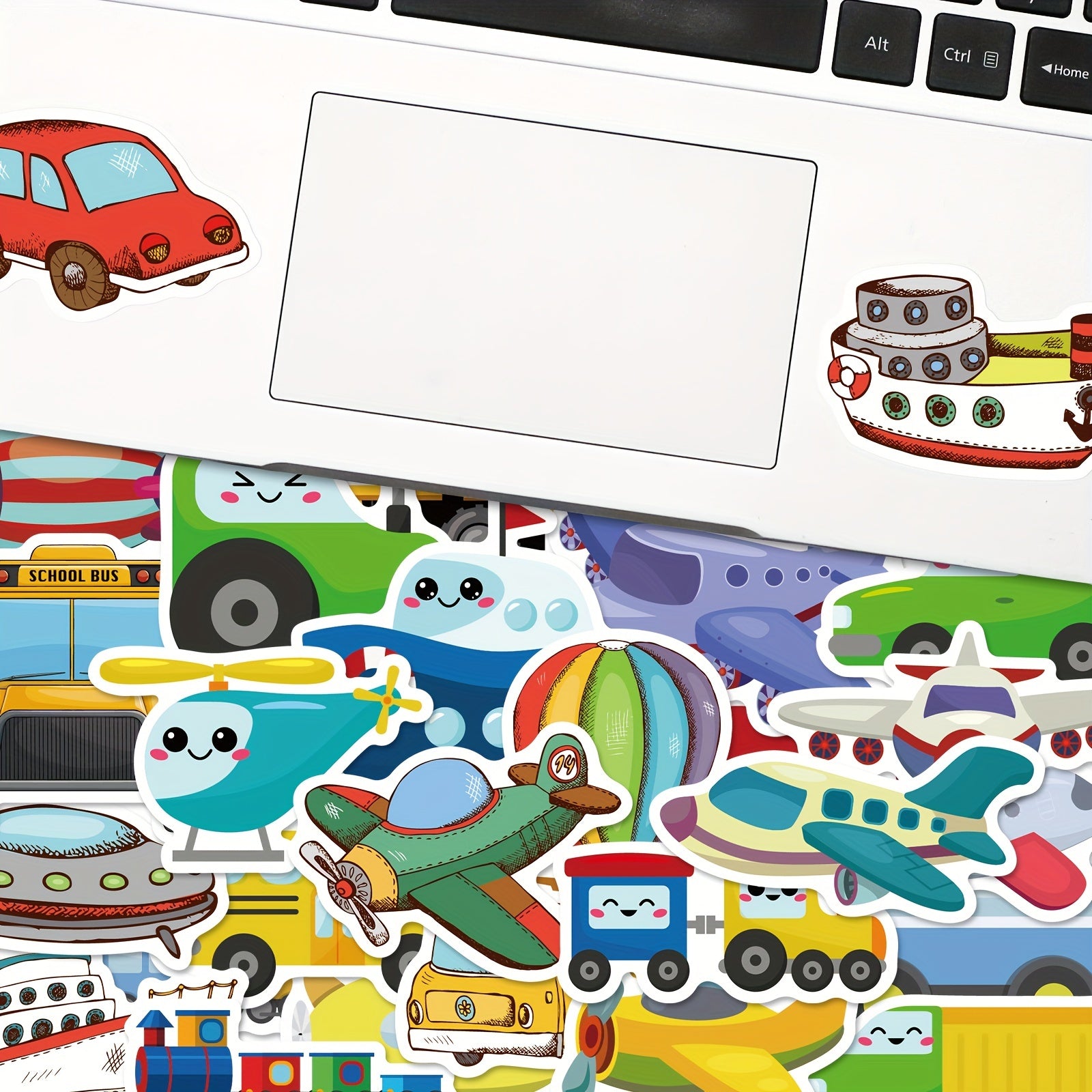 100pcs Cartoon Traffic Vehicle Stickers for Laptop Car Bicycle Luggage