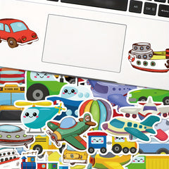 100pcs Cartoon Traffic Vehicle Stickers for Laptop Car Bicycle Luggage