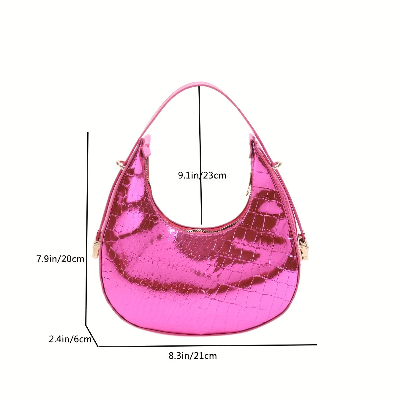 Crocodile Pattern Crescent Bag Underarm Purse