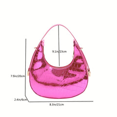 Crocodile Pattern Crescent Bag Underarm Purse