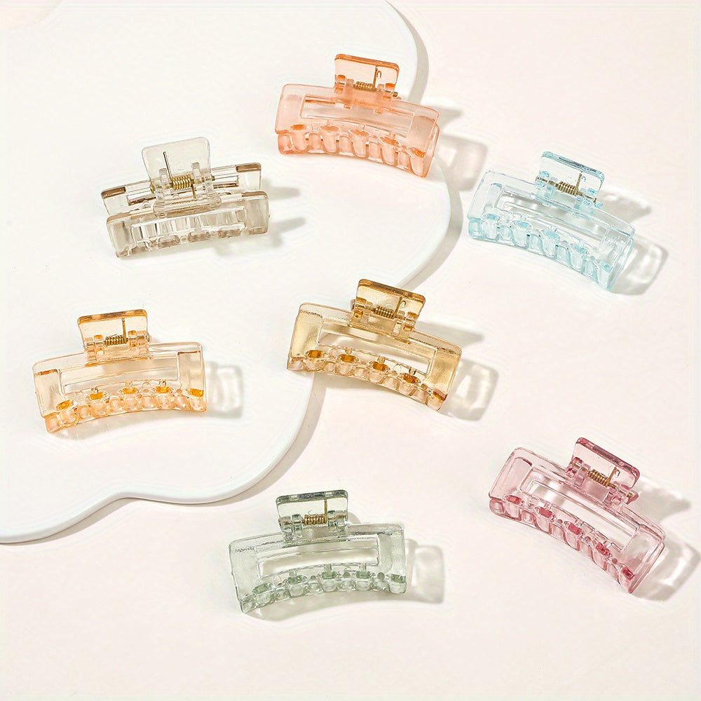 4pcs Frosted Square Hair Clips Hollow Hair Claw For Girls And Women