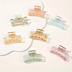 4pcs Frosted Square Hair Clips Hollow Hair Claw For Girls And Women