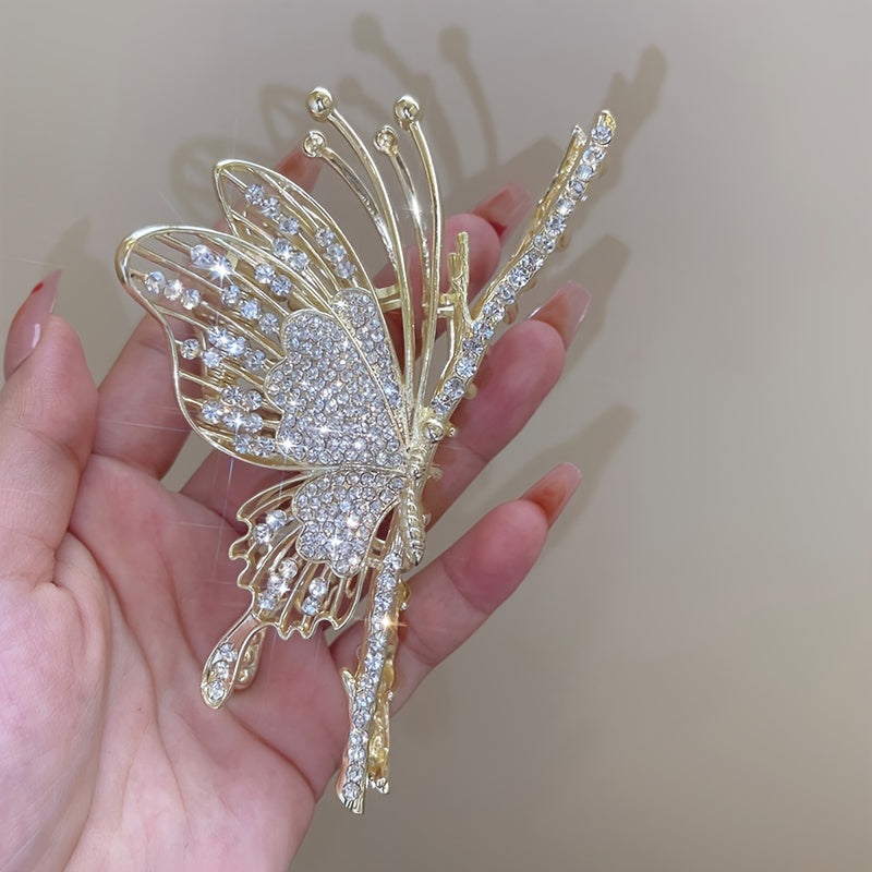 Rhinestone Butterfly Hair Claw Clips Large Non Slip Strong Metal Hair Clips