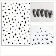 3D Nail Art Stickers Heart Star Pattern Sparkling Nail Decals