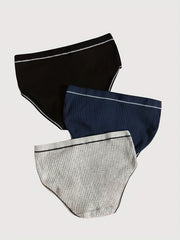 3pcs Ribbed Bow Tie Briefs Soft & Comfy Panties