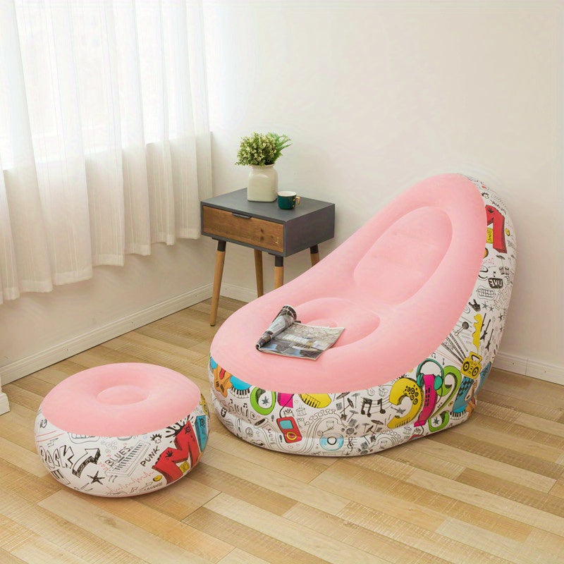 Colorful Cartoon Inflatable Sofa - Comfortable Recliner for Home