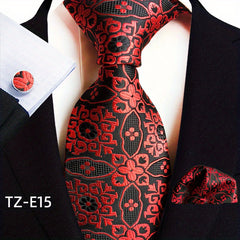 Men's Jacquard Tie Cufflink Square Scarf Business Parties