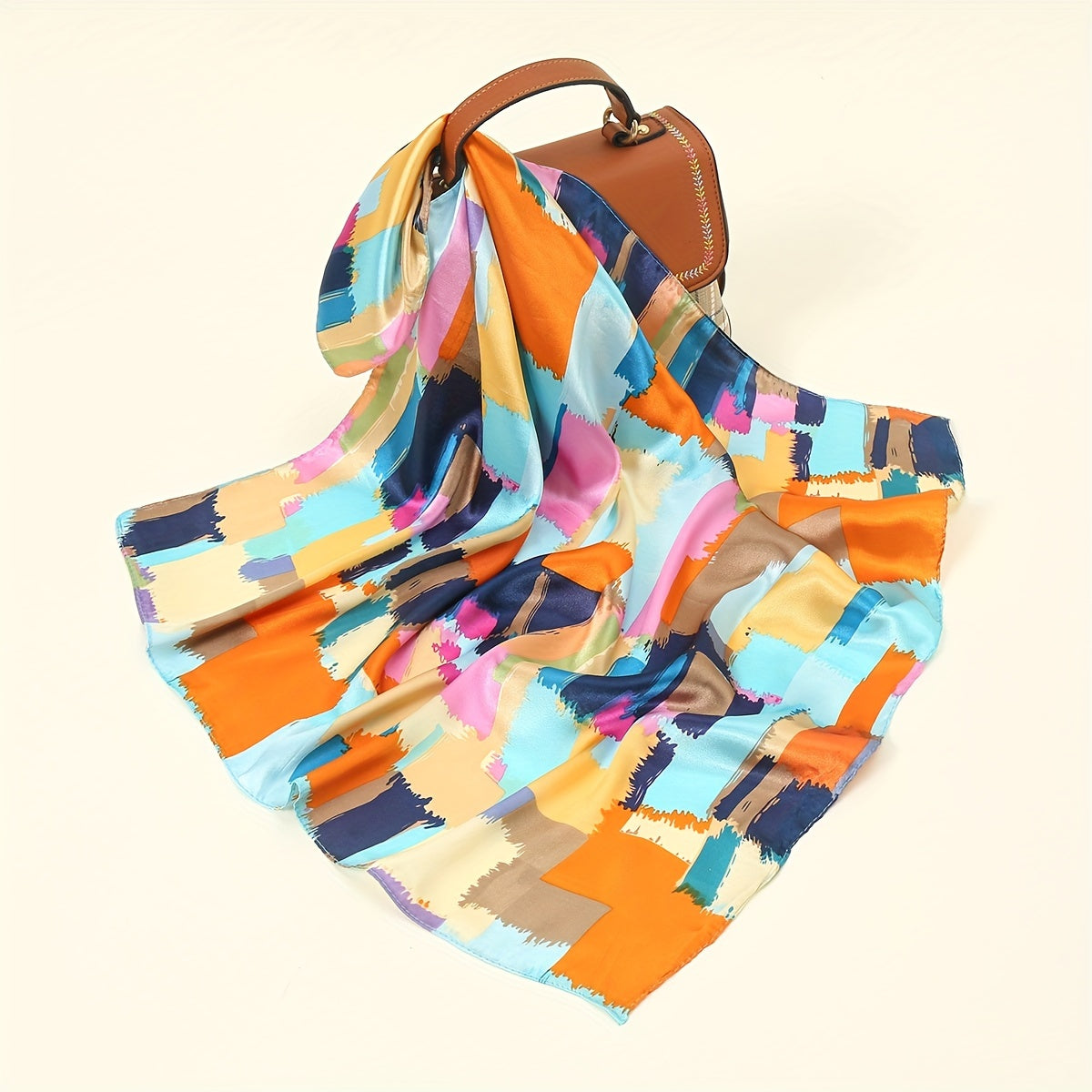 Geometric Tie Dye Silk Head Scarf Satin Wrap Bandana for Sleeping