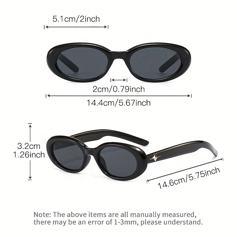 Y2K Oval Sunglasses Punk Star Charm Gradient Glasses UV400