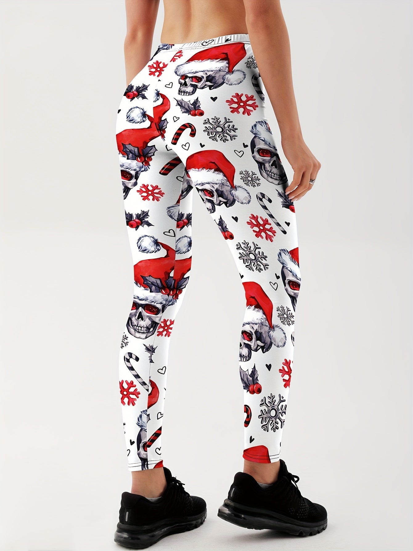 Christmas Skull Print Yoga Pants High Stretch Leggings
