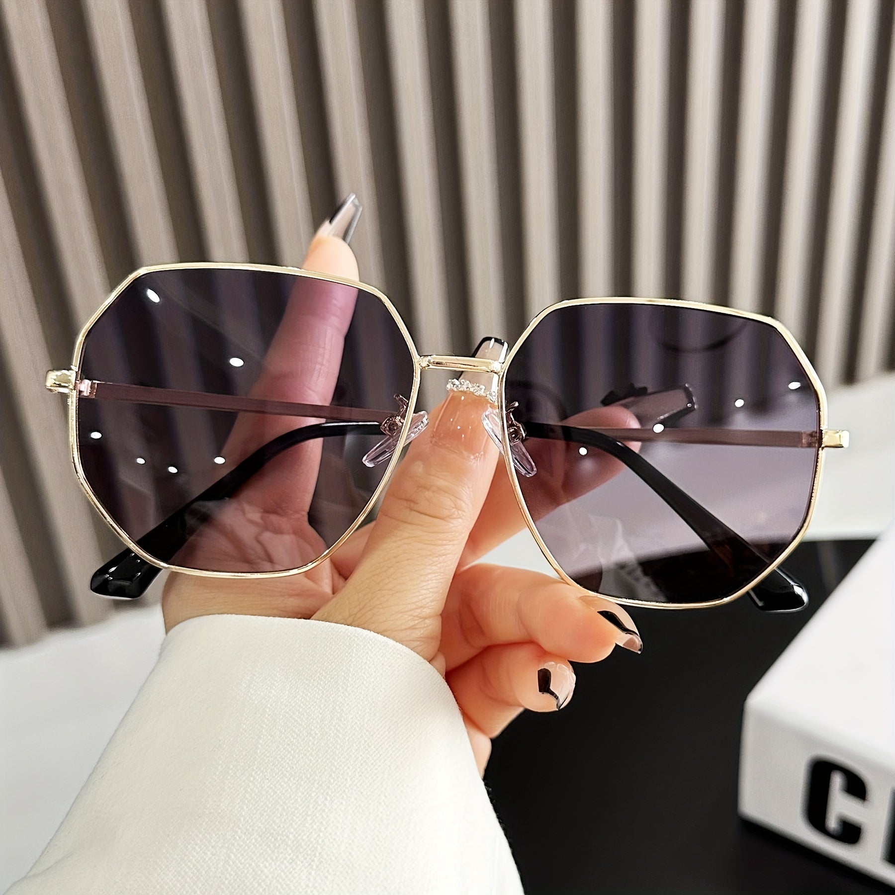 Large Polygon Sunglasses UV400 Anti Glare Sun Shades Driving Travel