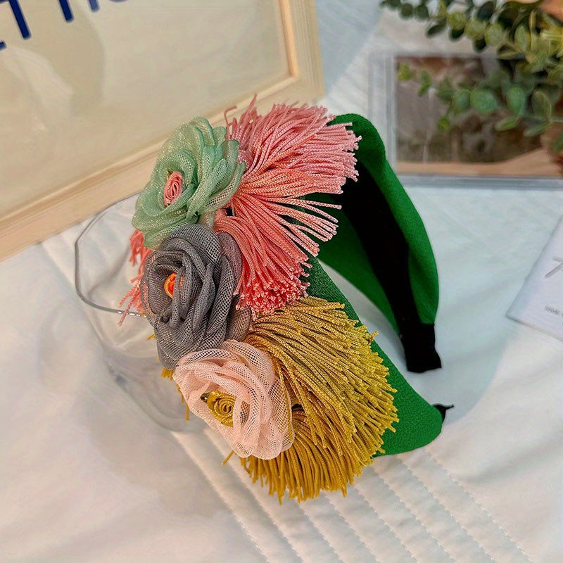 Colorful Boho Tassel Flower Headband for Women