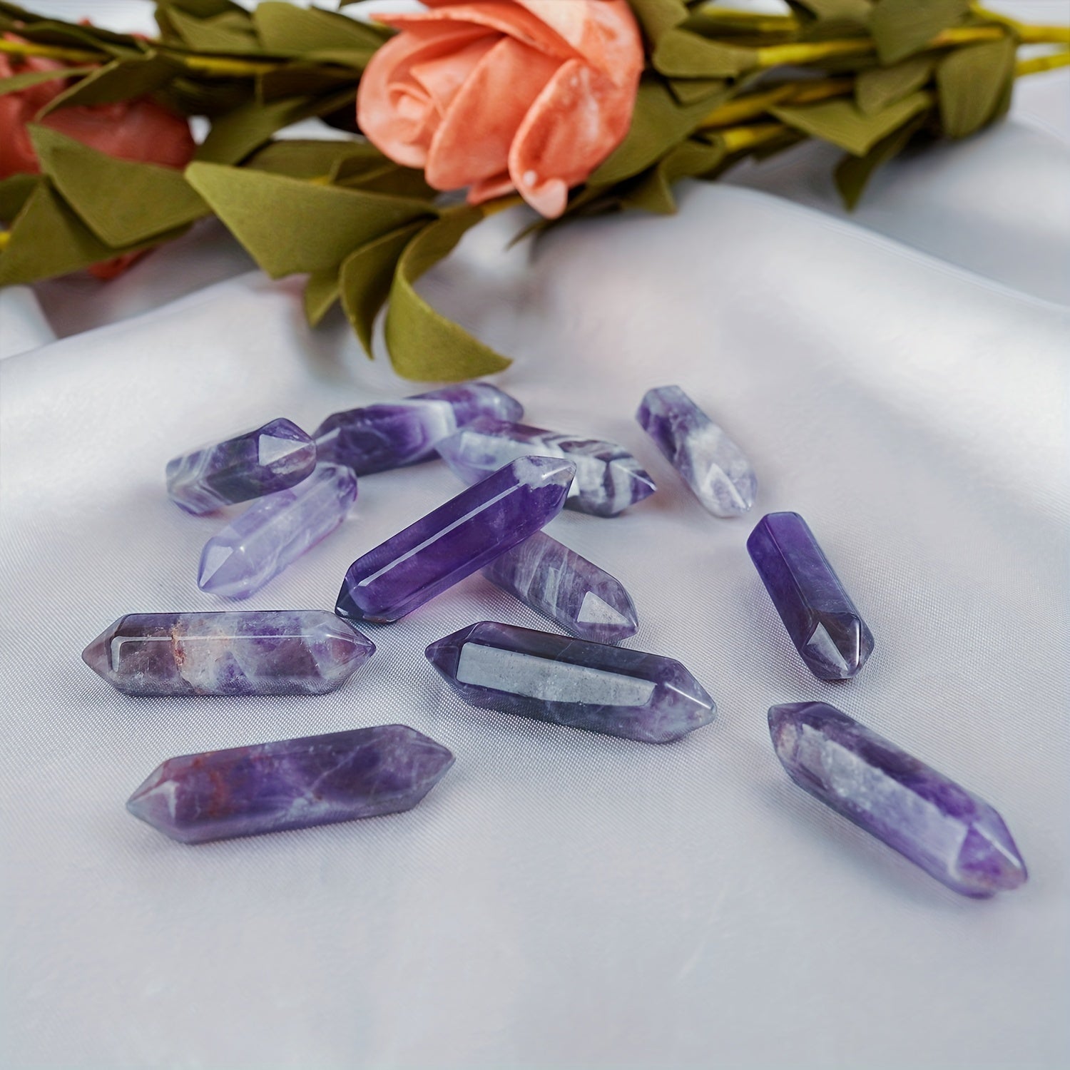 Amethyst Healing Crystal Cubes Set - Natural Tumbled Wand for Reiki Balance