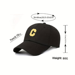 C Label Baseball Cap Cotton Solid Adjustable Sports Hat Outdoor Sunscree