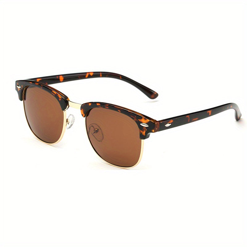 Classic Half Frame Semi Rimless Mens Sunglasses Polarized Retro Mirrored UV400