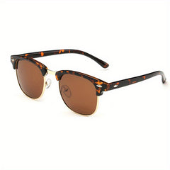 Classic Half Frame Semi Rimless Mens Sunglasses Polarized Retro Mirrored UV400