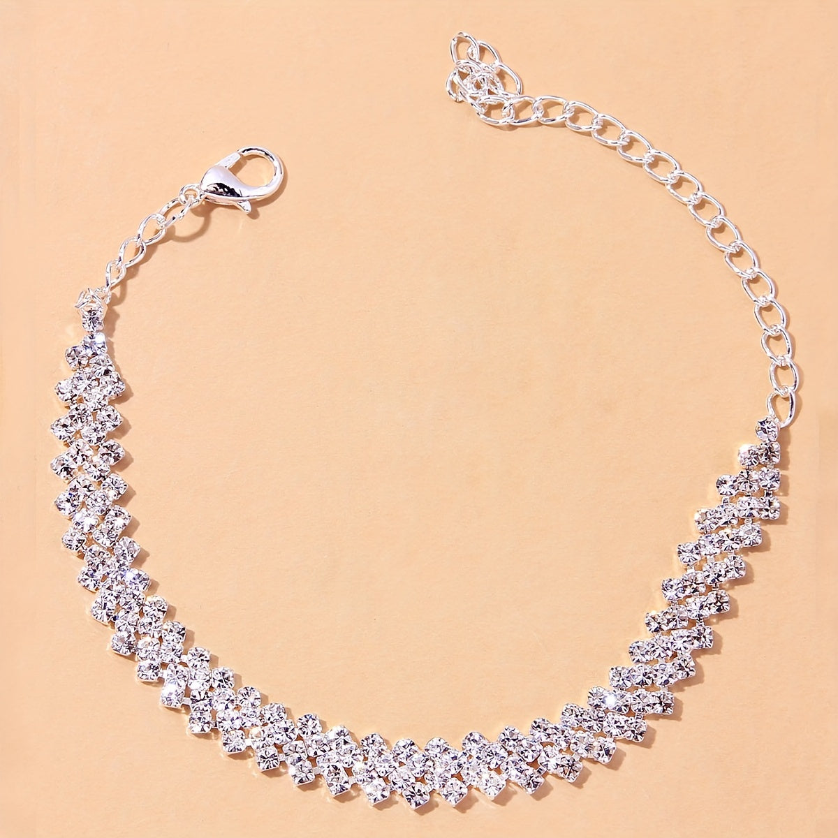 Rhinestone Inlaid Chain Anklet for Wedding