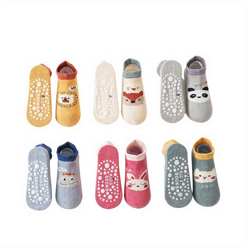 6 Pairs Baby Boys Cartoon Floor Socks Non-slip Boat Socks