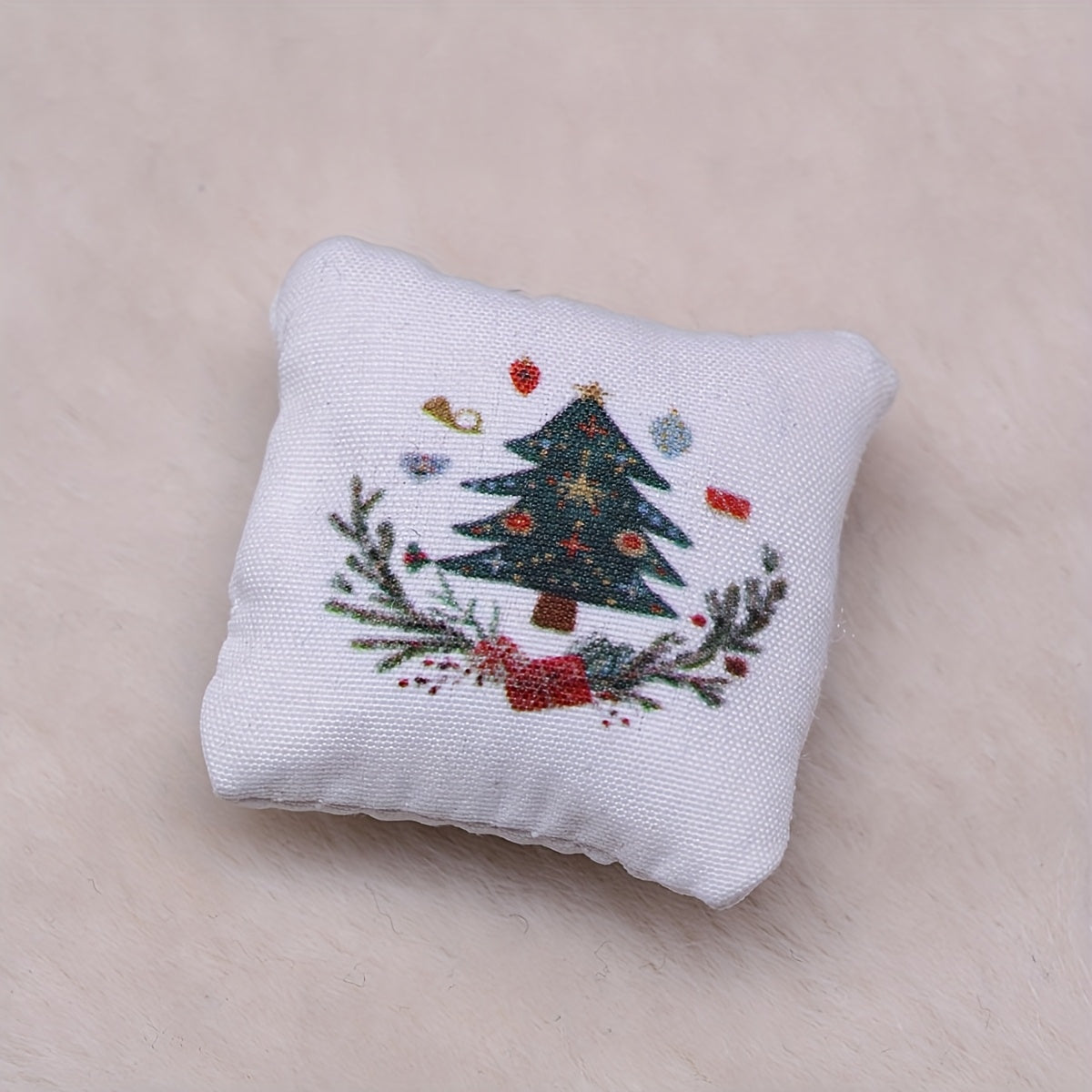 Christmas Dollhouse Pillow Cushion DIY Accessory Toy House Scene Decoration