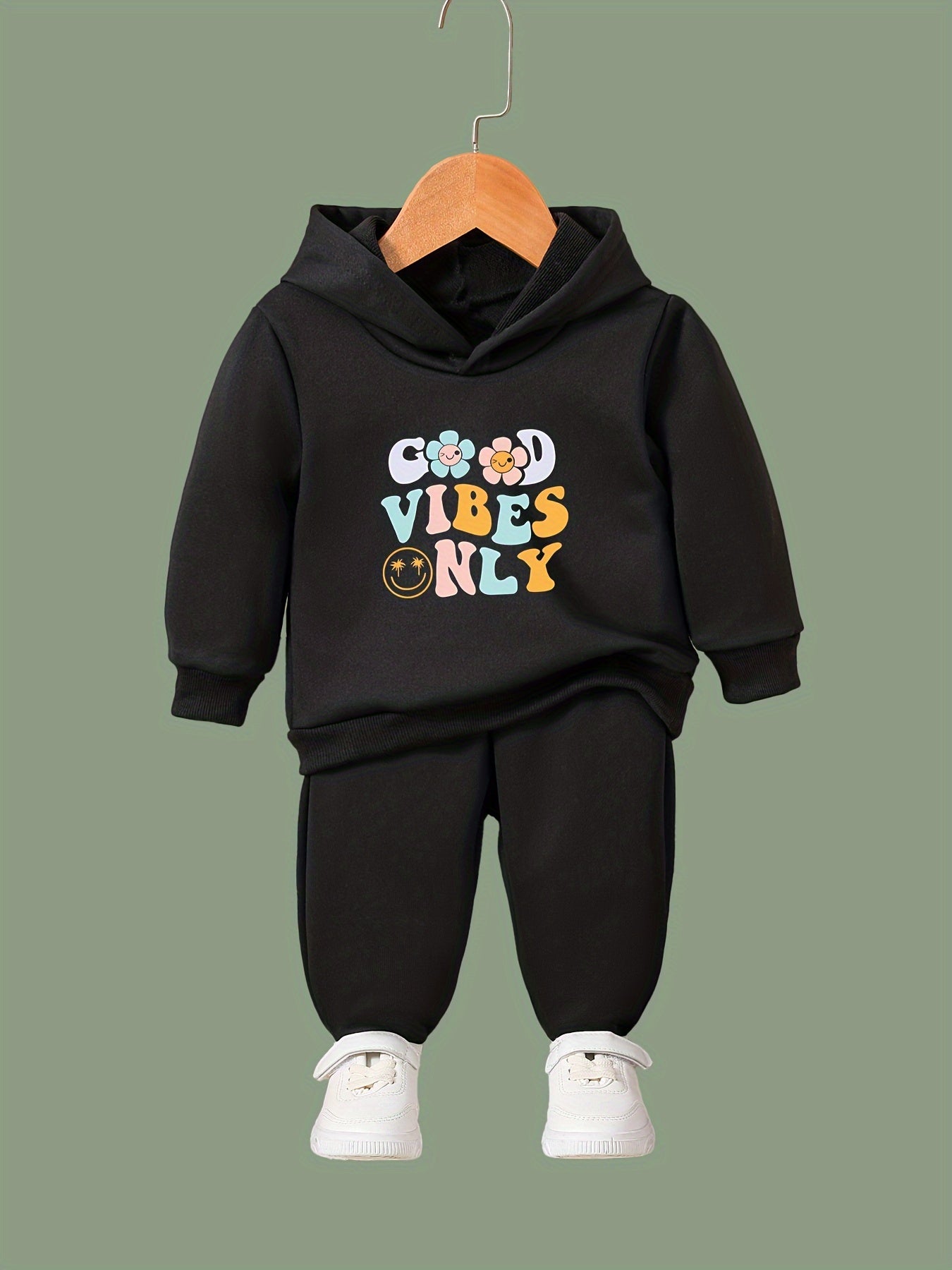 Letter & Flower Print Girls Outfits for Sports Spring Fall