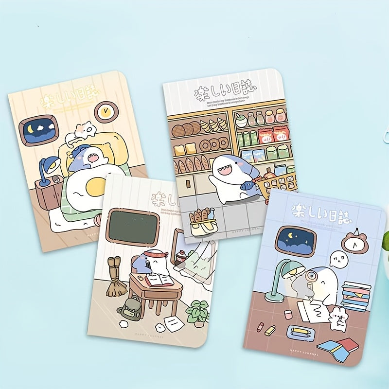 4pcs Cartoon Coil A5 Notebooks - 80 Sheets - Office/School/Birthday