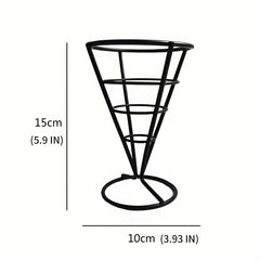 Metal Wire French Fry Holder with Sauce Dipper for Finger Food Cones
